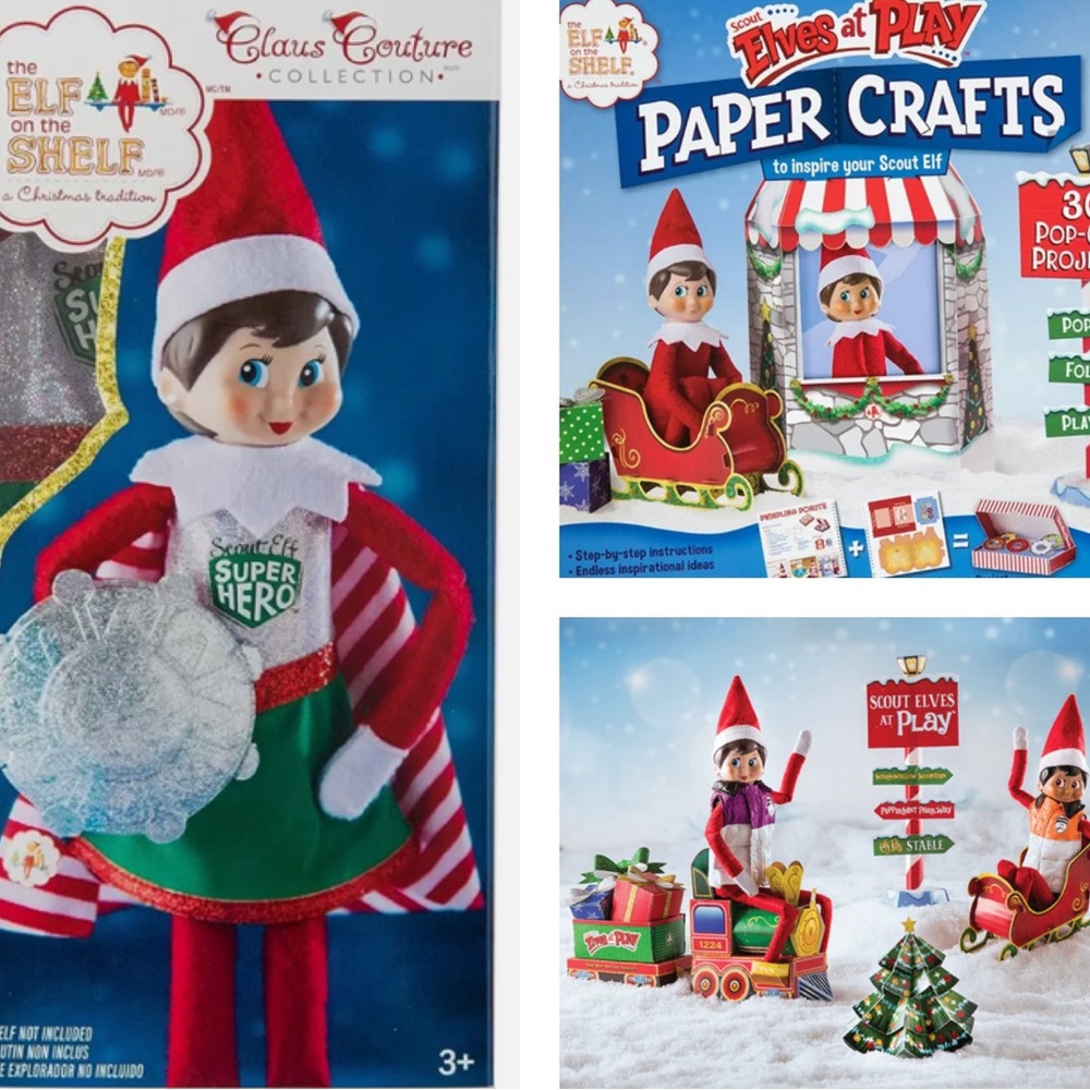 Elf On The Shelf Super Hero costume & Elves at Play 30 pop-out project book